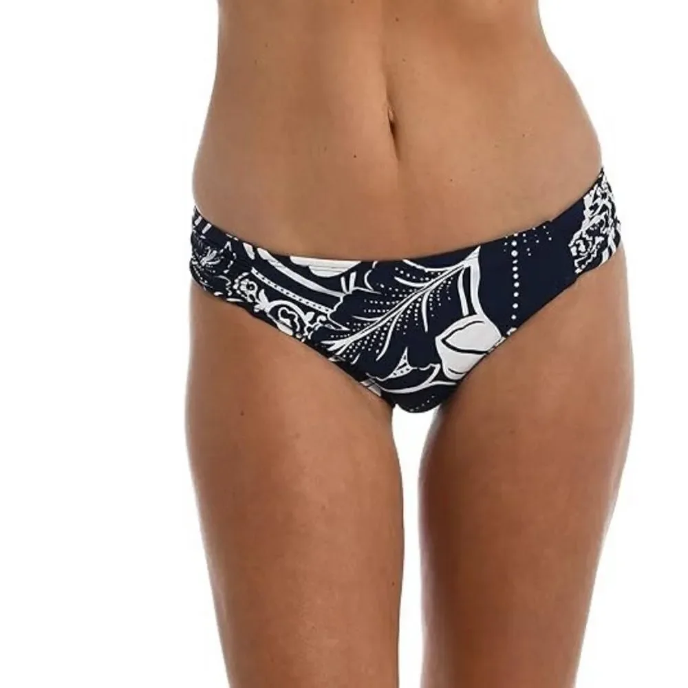 La Blanca NWT Playa Side Shirred Hipster Bikini Bottoms INDIGO Size 14